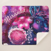 Whimsical Rabbit 'Glamour Bunny' Personalized Sherpa Deken (Voorkant (horizontaal))