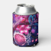 Whimsical Rabbit 'Glamour Bunny' Roze Paarse Blikjeskoeler (Blikje Voorkant)