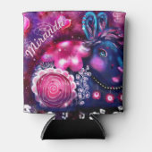 Whimsical Rabbit 'Glamour Bunny' Roze Paarse Blikjeskoeler (Voorkant)