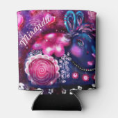 Whimsical Rabbit 'Glamour Bunny' Roze Paarse Blikjeskoeler (Achterkant)