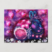 Whimsical Rabbit 'Glamour Bunny' Roze Paarse Briefkaart (Voorkant)