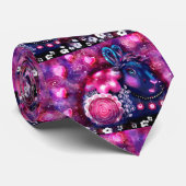 Whimsical Rabbit 'Glamour Bunny' Roze Paarse Stropdas (Opgerold)