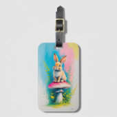 Whimsical Rabbit Kleurrijke Natuur Bagagelabel (Voorkant (verticaal))
