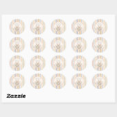Whimsical Rabbit Watercolor Stripe Ronde Sticker (Vel)