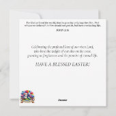 Whimsical Rabbit Waterverf Hete Luchtballon Pasen Feestdagenkaart (Achterkant)