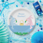 Whimsical Rabbits Easter Paper Plate Papieren Bordje (Feest)