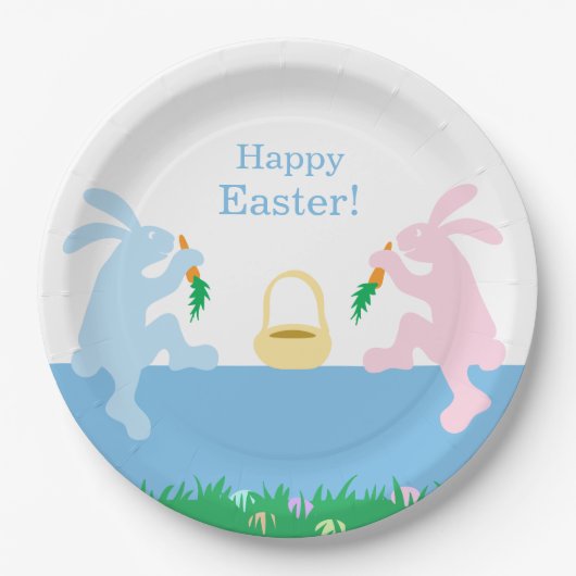 Whimsical Rabbits Easter Paper Plate Papieren Bordje (Voorkant)