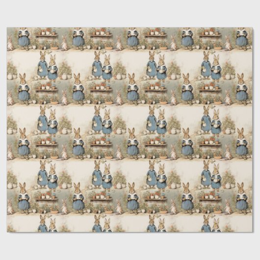 Whimsical Rabbits met  Storybook Style Cadeaupapier (Vlak)