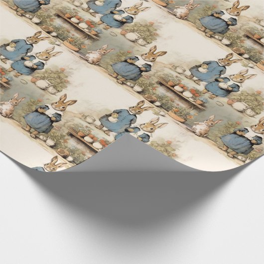 Whimsical Rabbits met Storybook Style Cadeaupapier (Hoek)