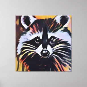 Whimsical Raccoon - een Natuur geïnspireerd design Canvas Afdruk