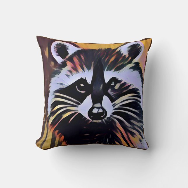Whimsical Raccoon - een Natuur geïnspireerd design Kussen (Voorkant)