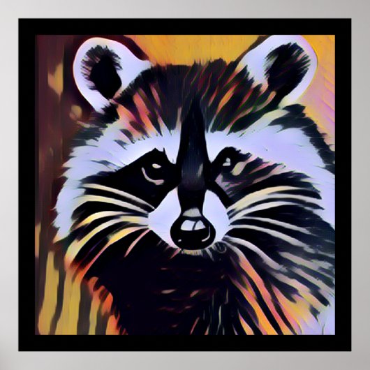 Whimsical Raccoon - een Natuur geïnspireerd design Poster (Voorkant)