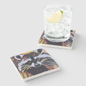 Whimsical Raccoon - een Natuur geïnspireerd design Stenen Onderzetter (Zijkant)