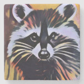 Whimsical Raccoon - een Natuur geïnspireerd design Stenen Onderzetter (Voorkant)