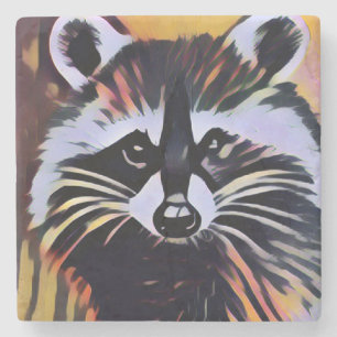 Whimsical Raccoon - een Natuur geïnspireerd design Stenen Onderzetter