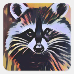 Whimsical Raccoon - een Natuur geïnspireerd design Vierkante Sticker