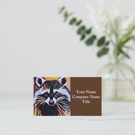 Whimsical Raccoon - een Natuur geïnspireerd design Visitekaartje (Staand voorkant)