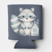 Whimsical Raccoon Night Woodland Cottage Scene Blikjeskoeler (Achterkant)