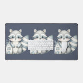 Whimsical Raccoon Night Woodland Cottage Scene Bureaumat (Keyboard & Muis)