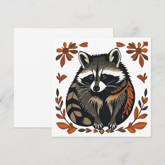 Whimsical Raccoon Woodland Animal Folk of Tribal A (Voorkant / Achterkant)