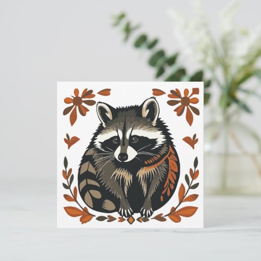 Whimsical Raccoon Woodland Animal Folk of Tribal A (Staand voorkant)