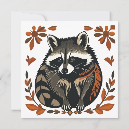 Whimsical Raccoon Woodland Animal Folk of Tribal A (Voorkant)