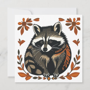 Whimsical Raccoon Woodland Animal Folk of Tribal A