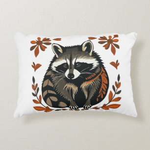 Whimsical Raccoon Woodland Animal Folk of Tribal A Accent Kussen