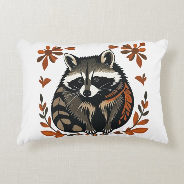 Whimsical Raccoon Woodland Animal Folk of Tribal A Accent Kussen (Voorkant)