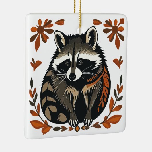Whimsical Raccoon Woodland Animal Folk of Tribal A Keramisch Ornament (Rechts)