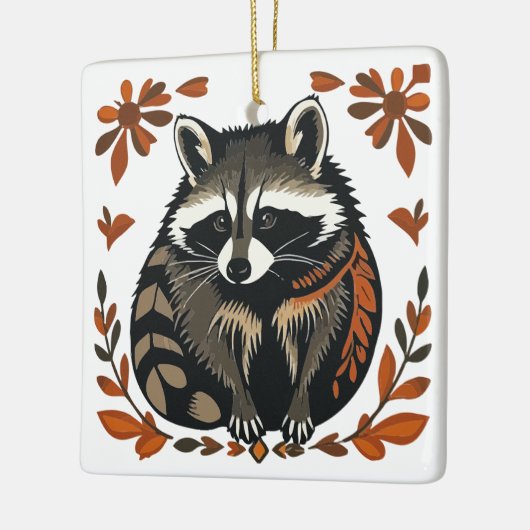 Whimsical Raccoon Woodland Animal Folk of Tribal A Keramisch Ornament (Links)