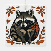 Whimsical Raccoon Woodland Animal Folk of Tribal A Keramisch Ornament (Achterkant)