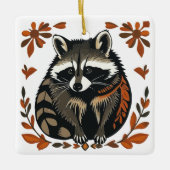 Whimsical Raccoon Woodland Animal Folk of Tribal A Keramisch Ornament (Voorkant)