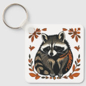 Whimsical Raccoon Woodland Animal Folk of Tribal A Sleutelhanger (Voorkant)