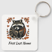 Whimsical Raccoon Woodland Animal Folk of Tribal A Sleutelhanger (Achterkant)