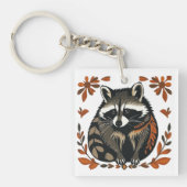 Whimsical Raccoon Woodland Animal Folk of Tribal A Sleutelhanger (voorkant)