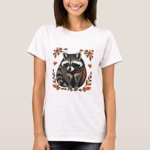 Whimsical Raccoon Woodland Animal Folk of Tribal T-shirt