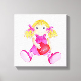 Whimsical rag pop meisjes toevoegen jouw naam kind canvas afdruk