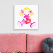 Whimsical rag pop meisjes toevoegen jouw naam kind canvas afdruk (Insitu (Woonkamer))