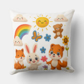 Whimsical Rainbow Animals Decorative Pillow Kussen (Achterkant)