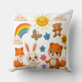 Whimsical Rainbow Animals Decorative Pillow Kussen (Voorkant)