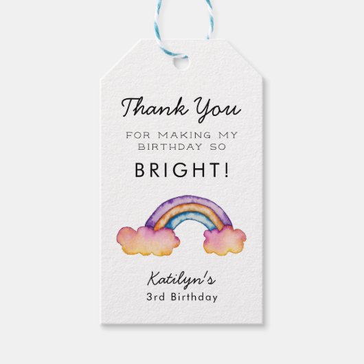 Whimsical Rainbow Birthday Party Favor Cadeaulabel (Voorkant)