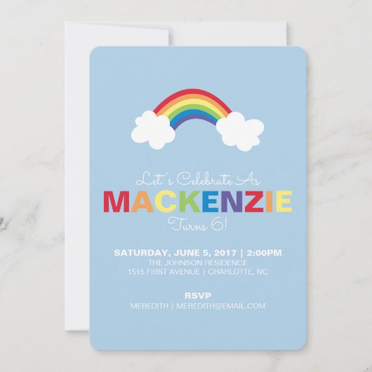Whimsical Rainbow Birthday Party uitnodiging (Voorkant)