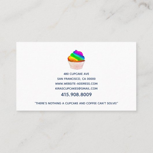 Whimsical Rainbow Cupcakes bakker of bakkerij Visitekaartje (Achterkant)