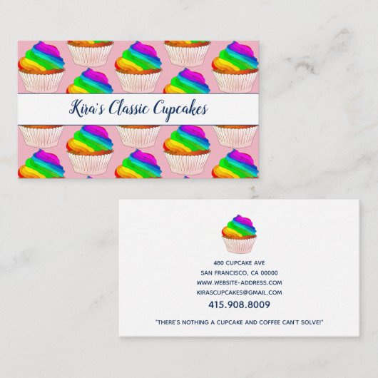 Whimsical Rainbow Cupcakes bakker of bakkerij Visitekaartje (Voorkant / Achterkant)