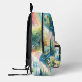 Whimsical Rainbow Earth Fantasy Scene Bedrukte Rugzak (Links)