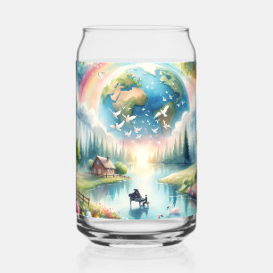 Whimsical Rainbow Earth Fantasy Scene Blikvorm Glas