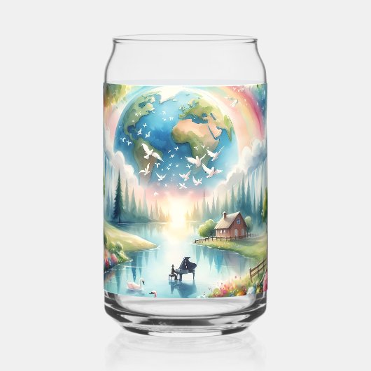 Whimsical Rainbow Earth Fantasy Scene Blikvorm Glas (Achterkant)
