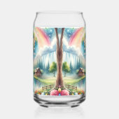 Whimsical Rainbow Earth Fantasy Scene Blikvorm Glas (Rechts)