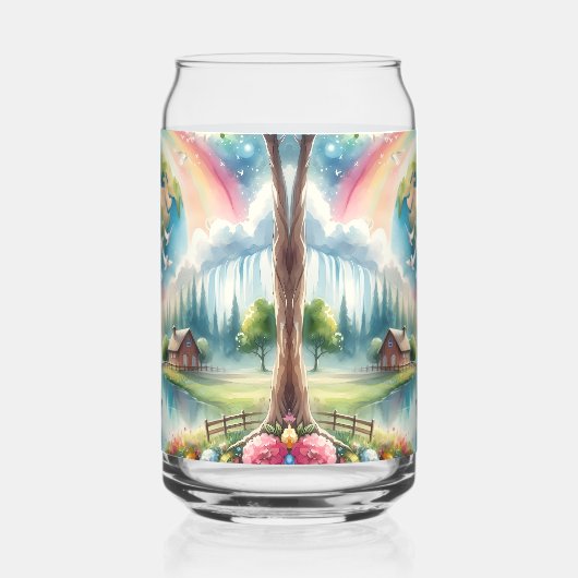 Whimsical Rainbow Earth Fantasy Scene Blikvorm Glas (Rechts)